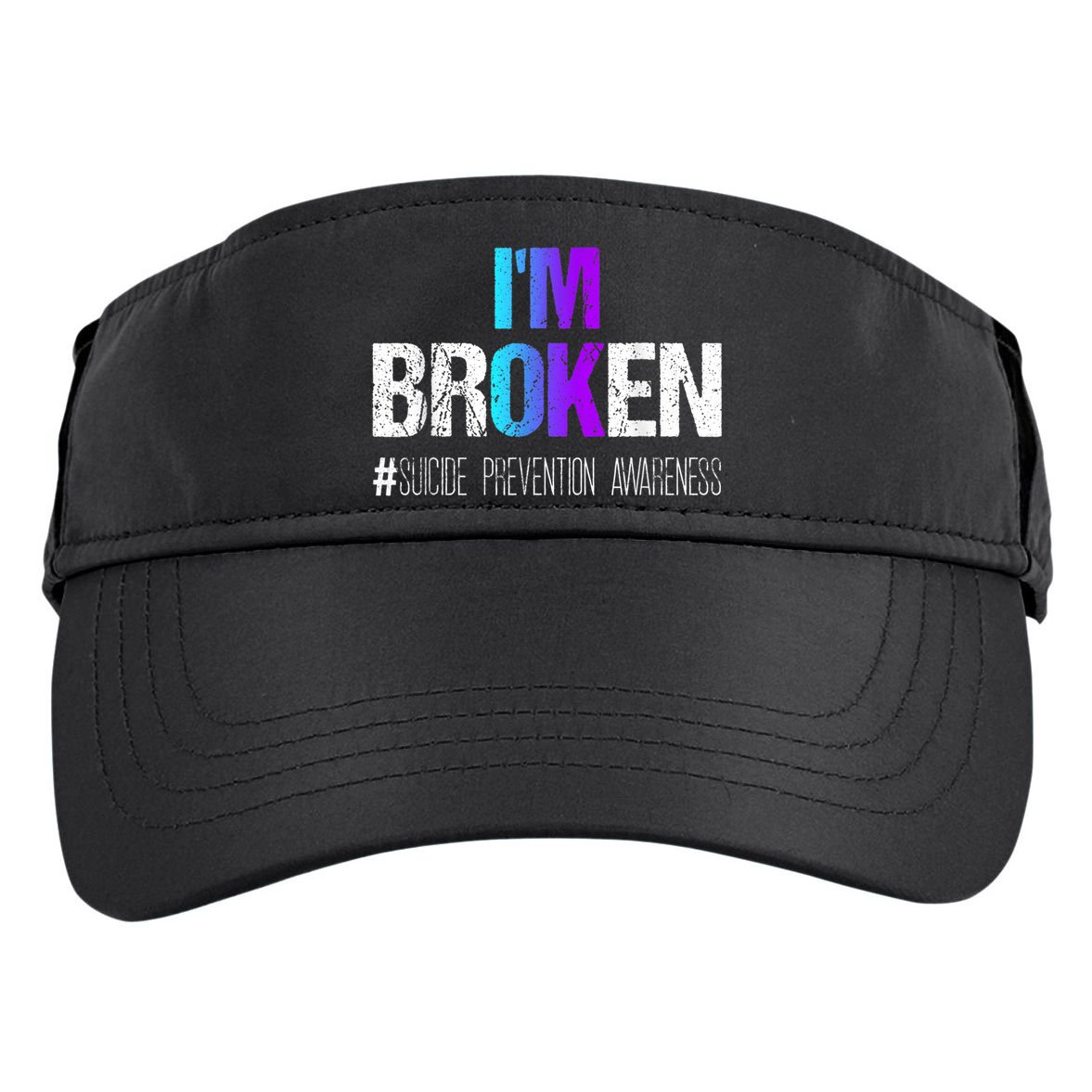 I'm broken Teal & Purple Ribbon Suicide Prevention Awareness Adult Drive Performance Visor