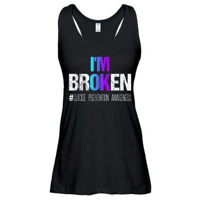 I'm broken Teal & Purple Ribbon Suicide Prevention Awareness Ladies Essential Flowy Tank