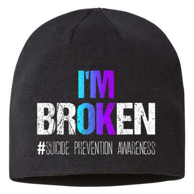 I'm broken Teal & Purple Ribbon Suicide Prevention Awareness Sustainable Beanie