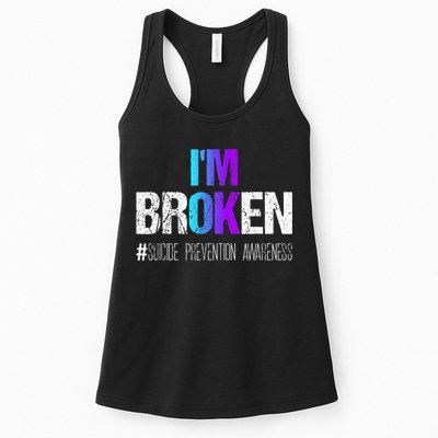 I'm broken Teal & Purple Ribbon Suicide Prevention Awareness Womens Tank Top