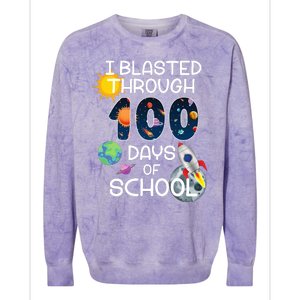 I Blasted Through 100 Days Of School Galaxy Colorblast Crewneck Sweatshirt