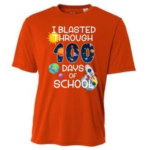 I Blasted Through 100 Days Of School Galaxy Cooling Performance Crew T-Shirt