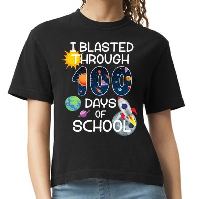 I Blasted Through 100 Days Of School Galaxy Comfort Colors Boxy T-Shirt