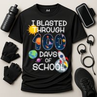 I Blasted Through 100 Days Of School Galaxy Cooling Performance Crew T-Shirt