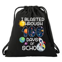 I Blasted Through 100 Days Of School Galaxy Drawstring Bag