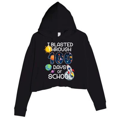 I Blasted Through 100 Days Of School Galaxy Crop Fleece Hoodie