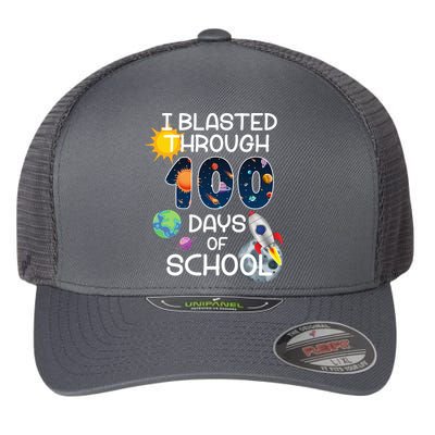 I Blasted Through 100 Days Of School Galaxy Flexfit Unipanel Trucker Cap