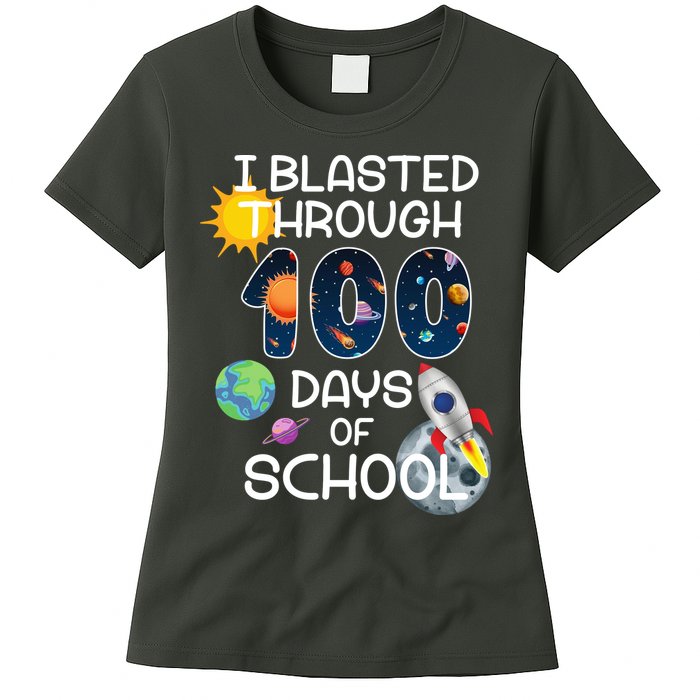 I Blasted Through 100 Days Of School Galaxy Womens T-Shirt