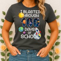 I Blasted Through 100 Days Of School Galaxy Womens T-Shirt