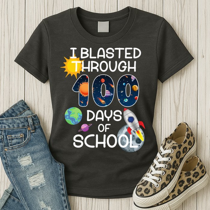 I Blasted Through 100 Days Of School Galaxy Womens T-Shirt
