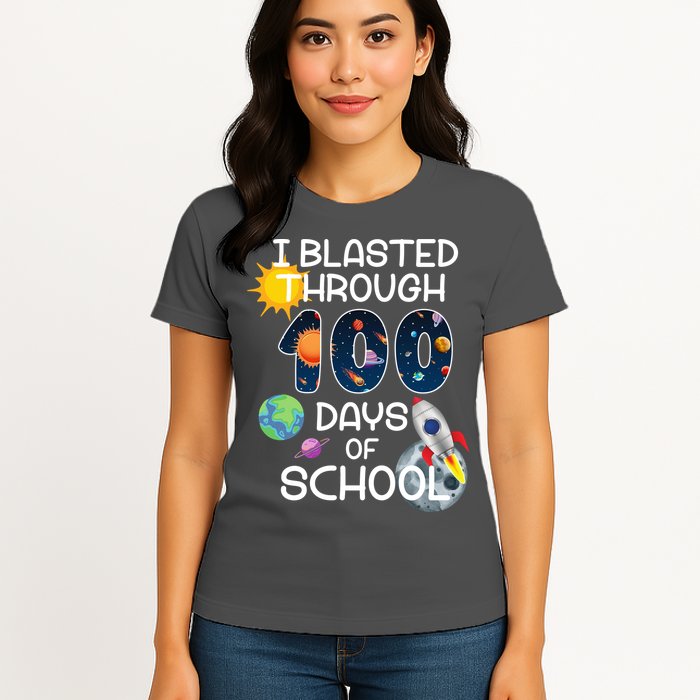 I Blasted Through 100 Days Of School Galaxy Womens T-Shirt