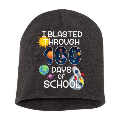 I Blasted Through 100 Days Of School Galaxy Short Acrylic Beanie
