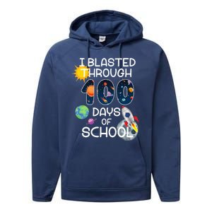 I Blasted Through 100 Days Of School Galaxy Performance Fleece Hoodie