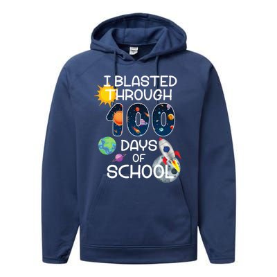 I Blasted Through 100 Days Of School Galaxy Performance Fleece Hoodie