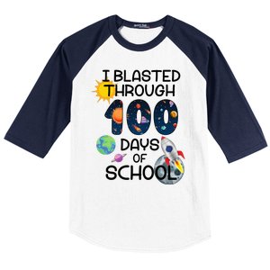 I Blasted Through 100 Days Of School Galaxy Baseball Sleeve Shirt