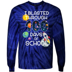 I Blasted Through 100 Days Of School Galaxy Tie-Dye Long Sleeve Shirt