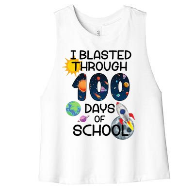 I Blasted Through 100 Days Of School Galaxy Women's Racerback Cropped Tank