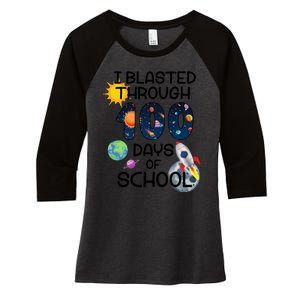 I Blasted Through 100 Days Of School Galaxy Women's Tri-Blend 3/4-Sleeve Raglan Shirt