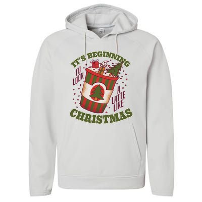 It's Beginning To Look A Latte Like Christmas Caffeine Lover Performance Fleece Hoodie