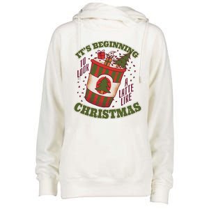 It's Beginning To Look A Latte Like Christmas Caffeine Lover Womens Funnel Neck Pullover Hood