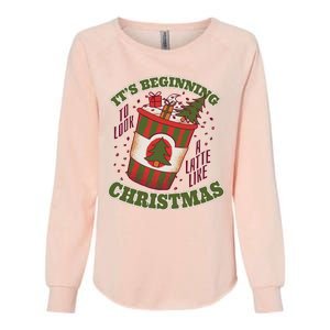 It's Beginning To Look A Latte Like Christmas Caffeine Lover Womens California Wash Sweatshirt