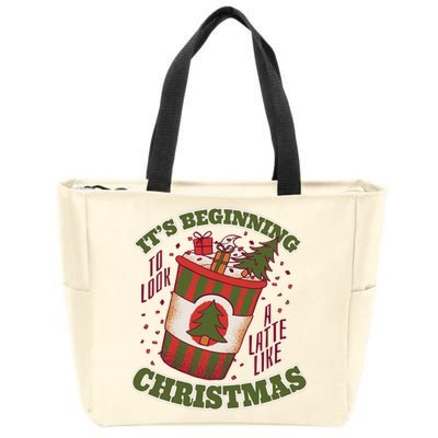 It's Beginning To Look A Latte Like Christmas Caffeine Lover Zip Tote Bag
