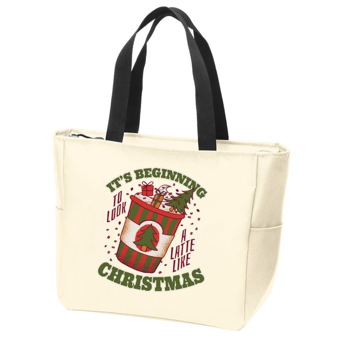 It's Beginning To Look A Latte Like Christmas Caffeine Lover Zip Tote Bag