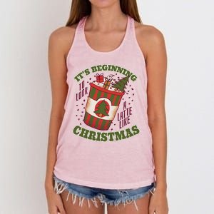 It's Beginning To Look A Latte Like Christmas Caffeine Lover Women's Knotted Racerback Tank