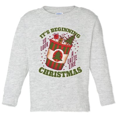 It's Beginning To Look A Latte Like Christmas Caffeine Lover Toddler Long Sleeve Shirt
