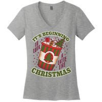 It's Beginning To Look A Latte Like Christmas Caffeine Lover Women's V-Neck T-Shirt