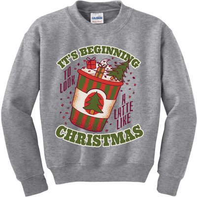 It's Beginning To Look A Latte Like Christmas Caffeine Lover Kids Sweatshirt