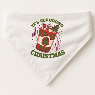 It's Beginning To Look A Latte Like Christmas Caffeine Lover USA-Made Doggie Bandana