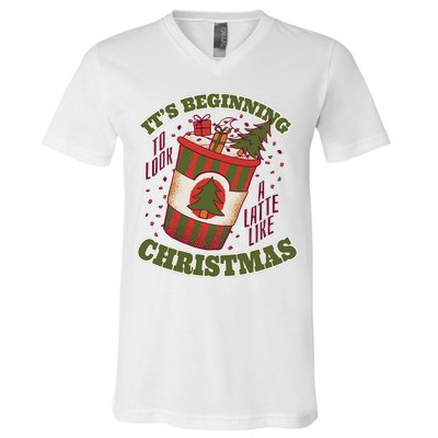 It's Beginning To Look A Latte Like Christmas Caffeine Lover V-Neck T-Shirt