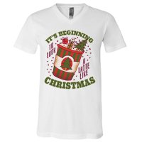 It's Beginning To Look A Latte Like Christmas Caffeine Lover V-Neck T-Shirt