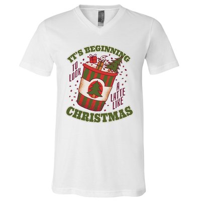 It's Beginning To Look A Latte Like Christmas Caffeine Lover V-Neck T-Shirt