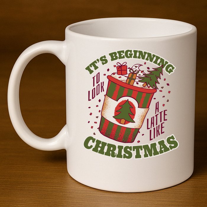 It's Beginning To Look A Latte Like Christmas Caffeine Lover 11oz C Handle Ceramic Mug