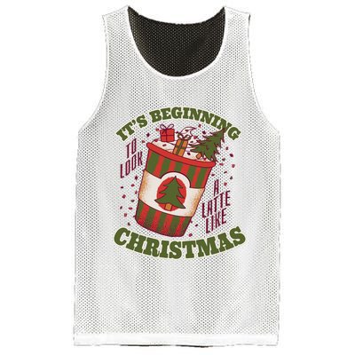 It's Beginning To Look A Latte Like Christmas Caffeine Lover Mesh Reversible Basketball Jersey Tank