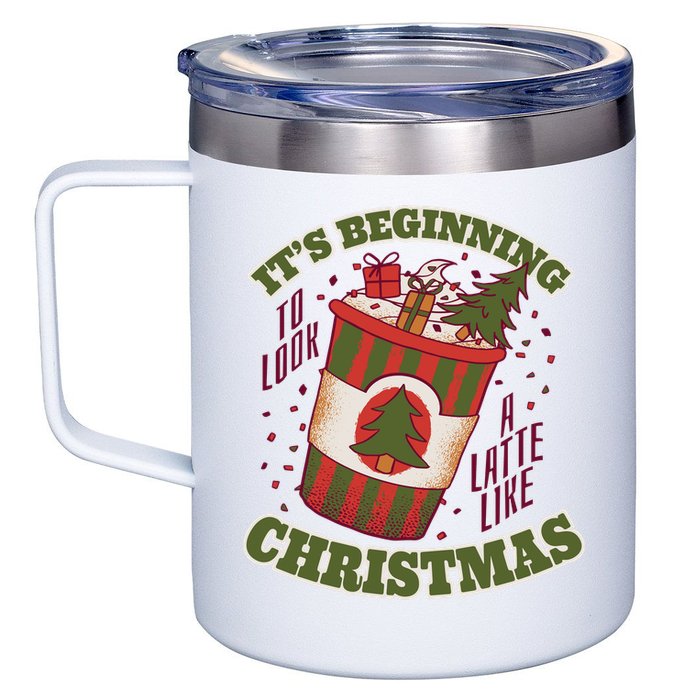 It's Beginning To Look A Latte Like Christmas Caffeine Lover 12oz Stainless Steel Coffee Mug