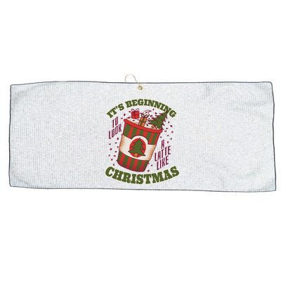 It's Beginning To Look A Latte Like Christmas Caffeine Lover Large Microfiber Waffle Golf Towel