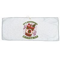 It's Beginning To Look A Latte Like Christmas Caffeine Lover Large Microfiber Waffle Golf Towel