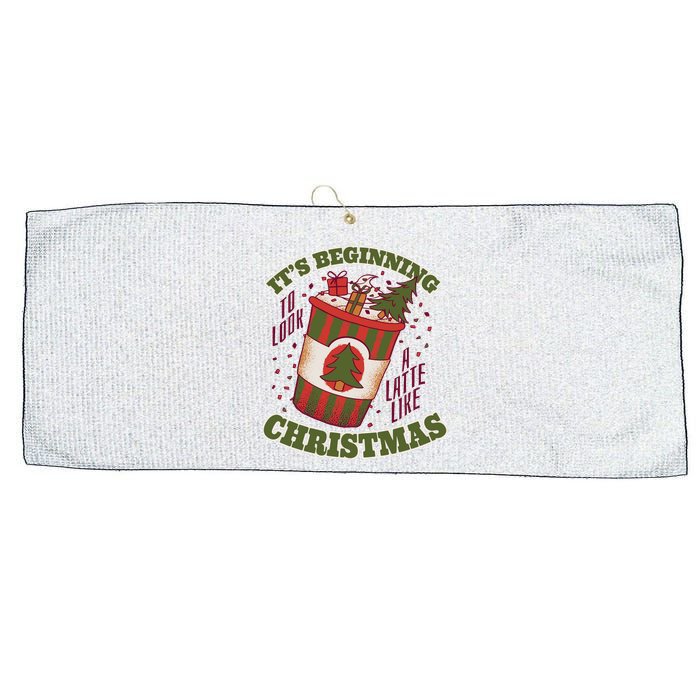 It's Beginning To Look A Latte Like Christmas Caffeine Lover Large Microfiber Waffle Golf Towel