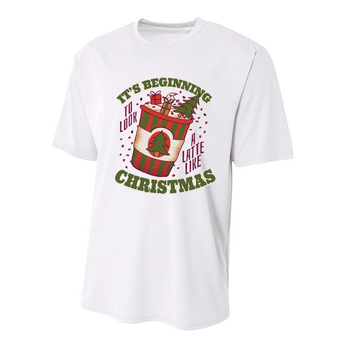 It's Beginning To Look A Latte Like Christmas Caffeine Lover Youth Performance Sprint T-Shirt