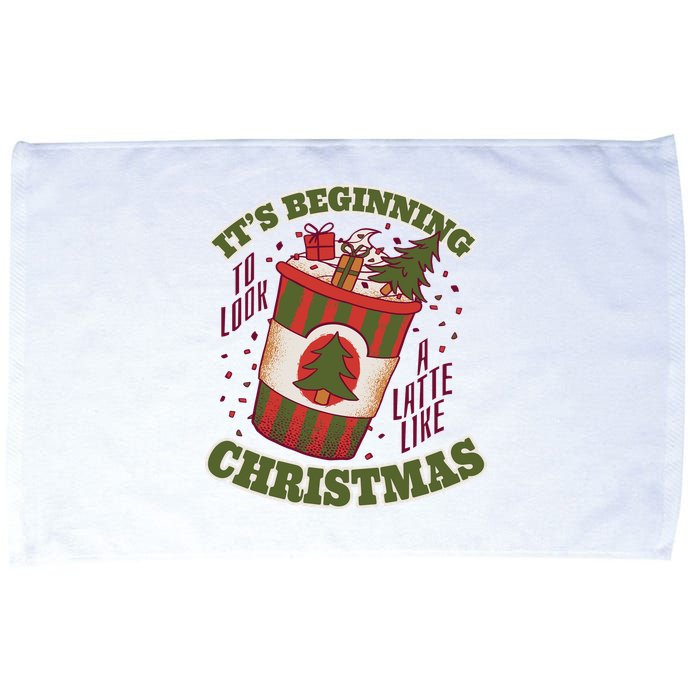 It's Beginning To Look A Latte Like Christmas Caffeine Lover Microfiber Hand Towel