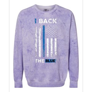 I Back The Blue Blue Line Police Officer Cop Colorblast Crewneck Sweatshirt