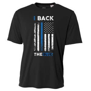 I Back The Blue Blue Line Police Officer Cop Cooling Performance Crew T-Shirt