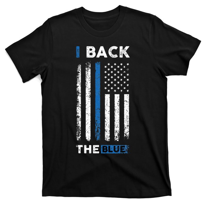 I Back The Blue Blue Line Police Officer Cop T-Shirt