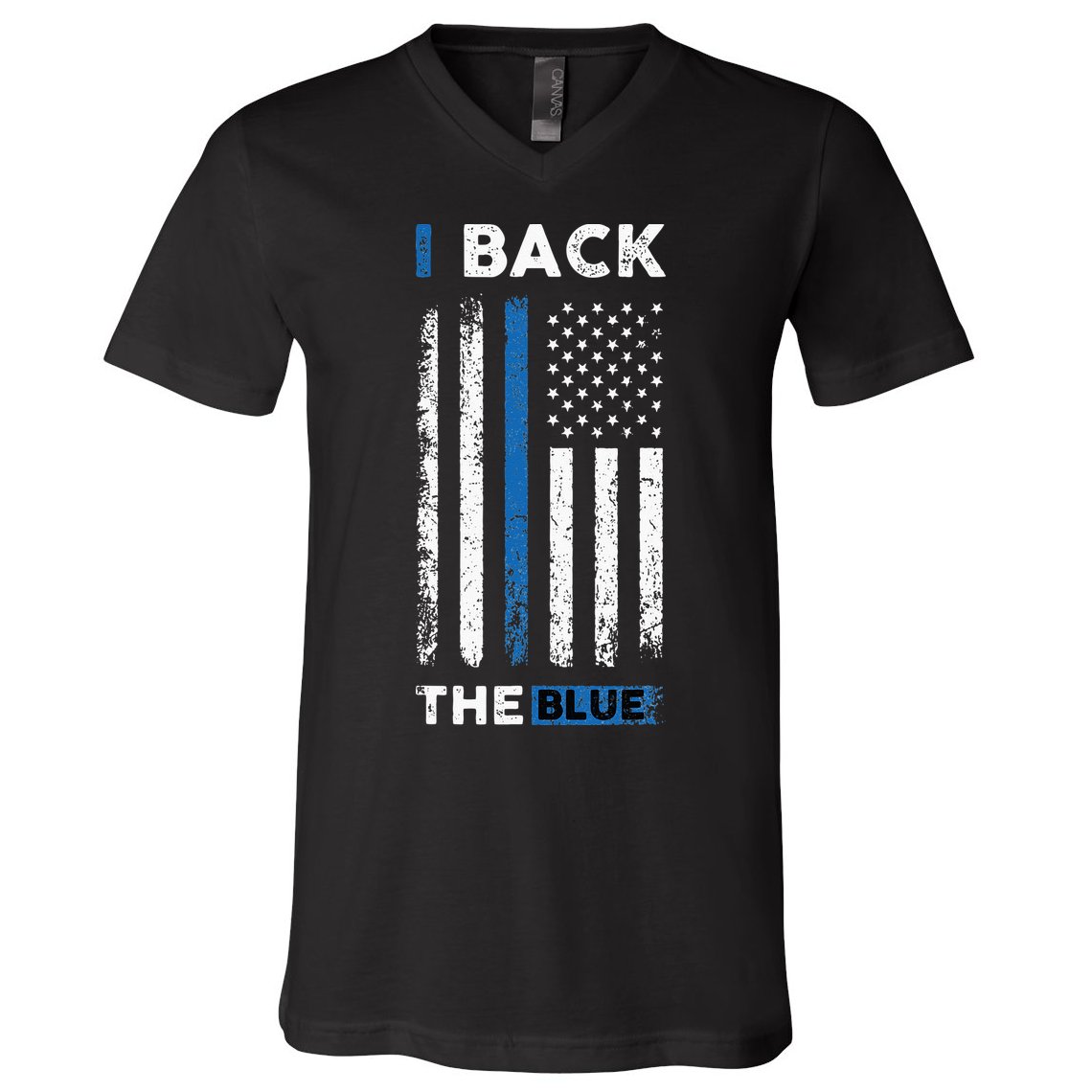 I Back The Blue Blue Line Police Officer Cop V-Neck T-Shirt