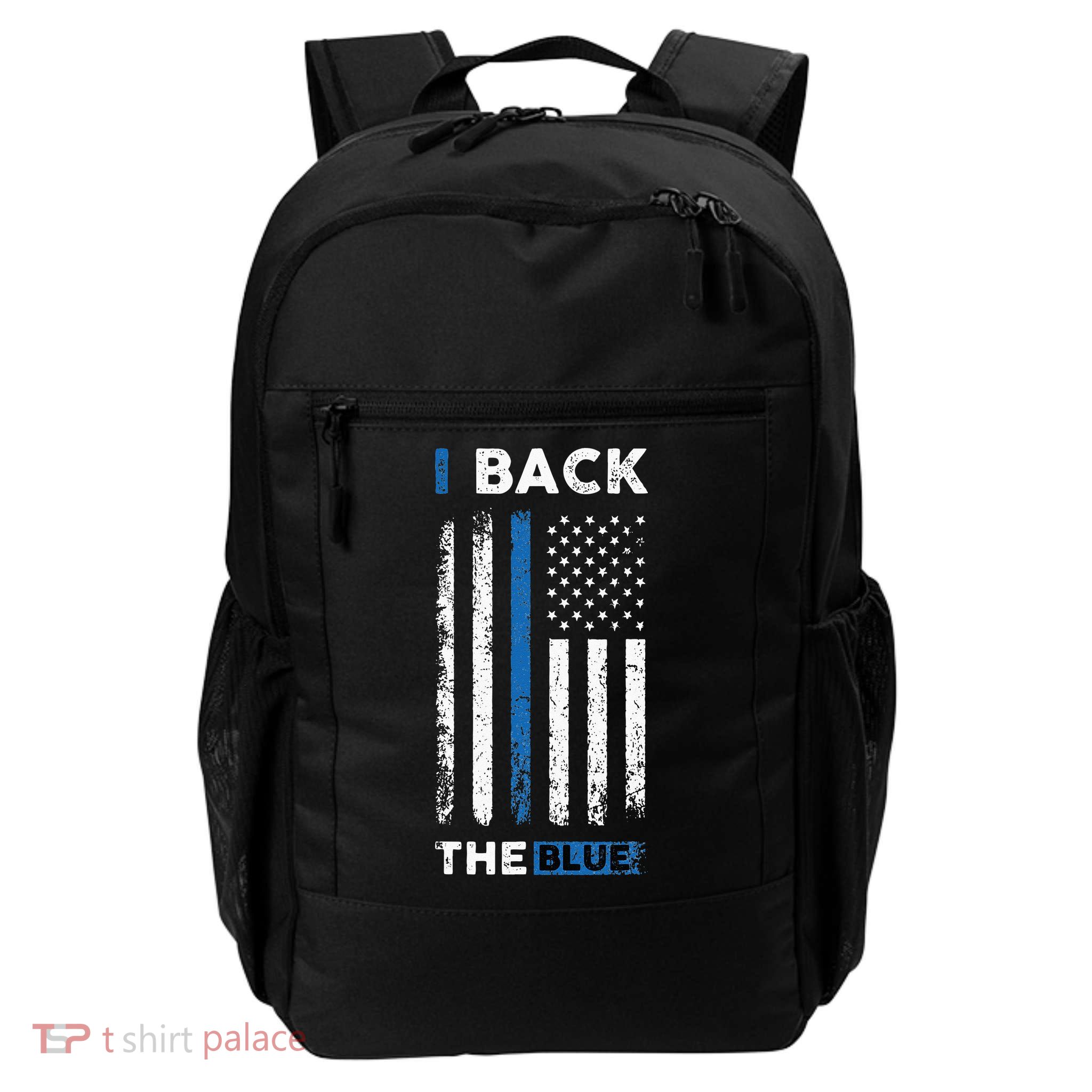 I Back The Blue Blue Line Police Officer Cop Backpack