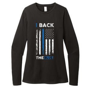 I Back The Blue Blue Line Police Officer Cop Womens CVC Long Sleeve Shirt