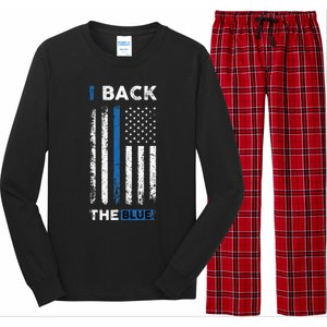 I Back The Blue Blue Line Police Officer Cop Long Sleeve Pajama Set